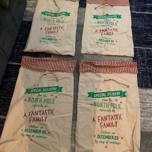 Christmas Gift Bags with Red and Green Print